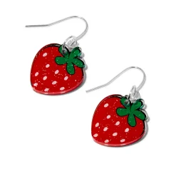 Acrylic Strawberry 0.5" Drop Earrings