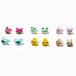 Adorable Animal Face Stud Earrings - 6 Pack