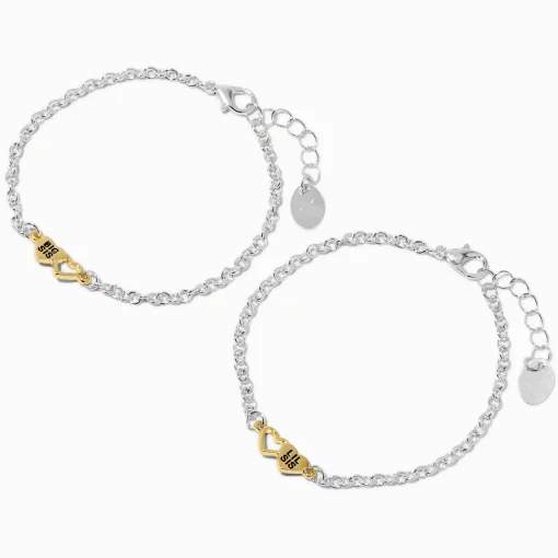 Best Friends Big Sis & Lil Sis Heart Charm Bracelets - 2 Pack