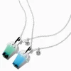 Best Friends Blue Kitty Bubble Tea Pendant Necklaces - 2 Pack