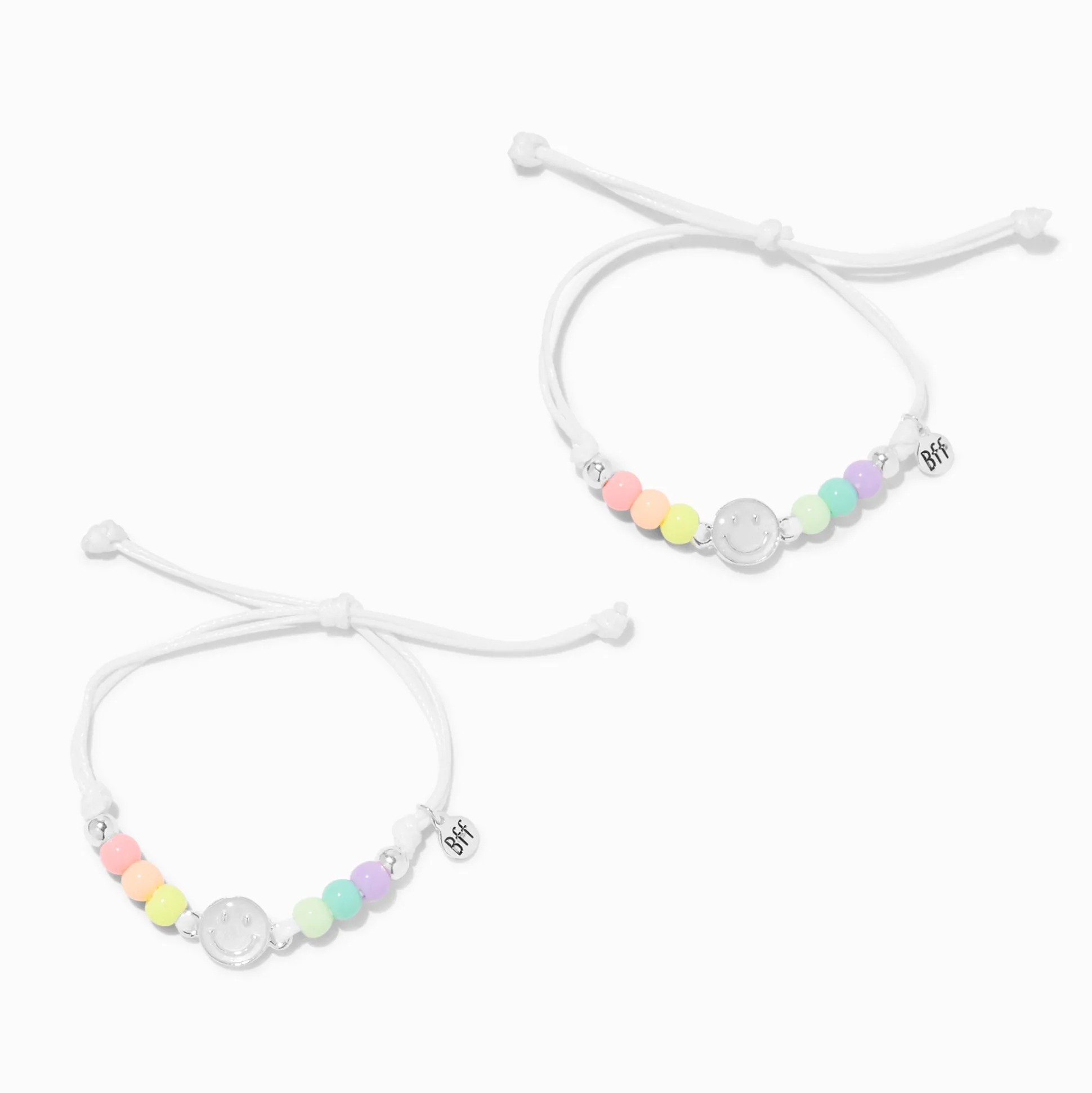 Best Friends Color-Changing UV Happy Face Rainbow Beads Bracelets - 2 Pack