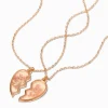 Best Friends Framed Flowers Split Heart Pendant Necklaces - 2 Pack
