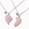 Best Friends Geometric Pink Pastel Split Heart Pendant Necklaces - 2 Pack