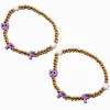 Best Friends Gold-tone Beaded Letter Charm Stretch Bracelets - 2 Pack