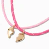 Best Friends Gold-tone Split Heart Pink Rope Pendant Necklaces - 2 Pack