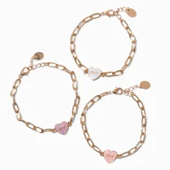 Best Friends Heart BFF UV Color-Changing Charm Bracelets - 3 Pack