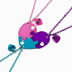 Best Friends Heart Puzzle Pedant Necklaces - 3 Pack