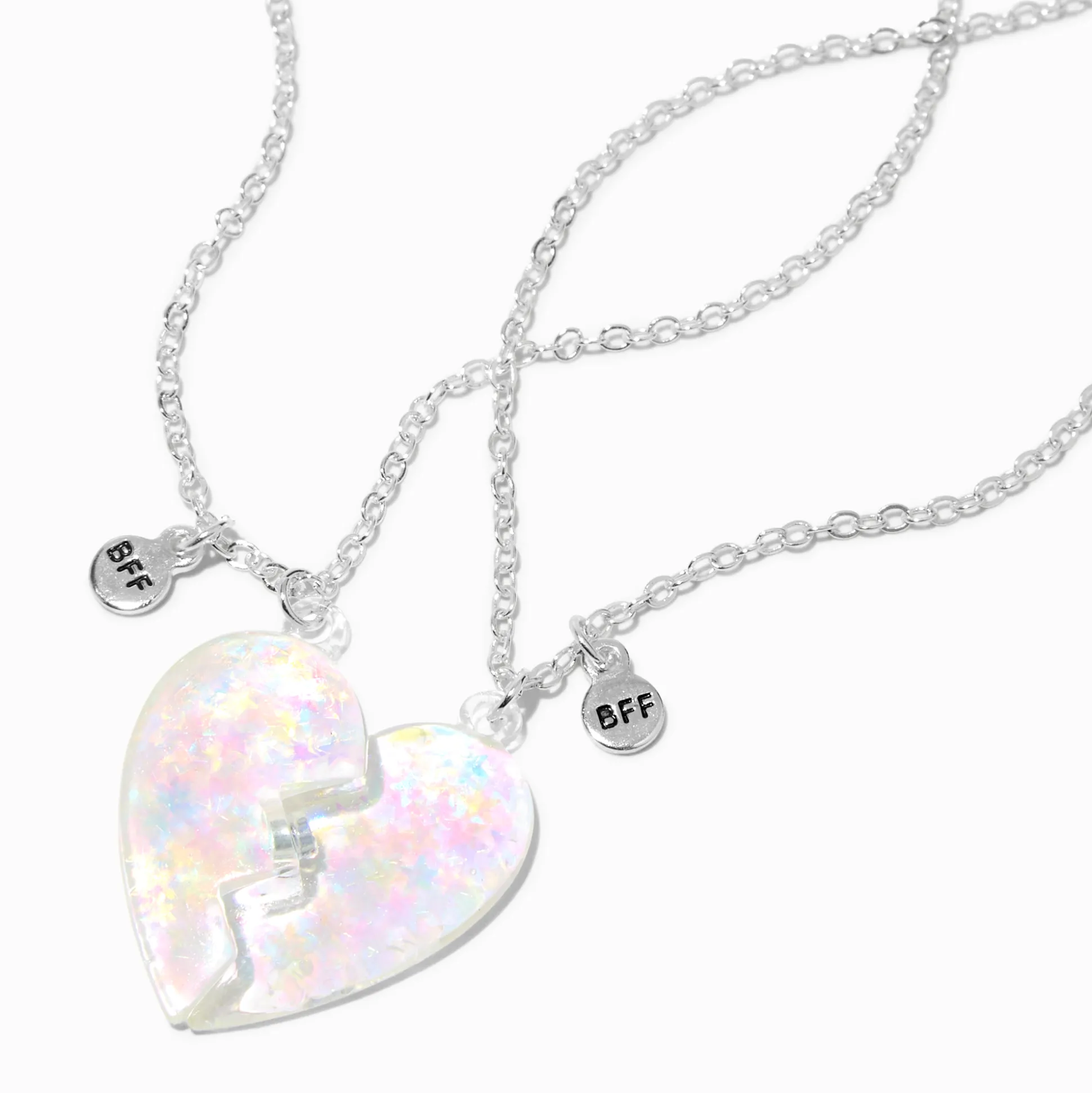 Best Friends Iridescent Split Heart Pendant Necklaces - 2 Pack