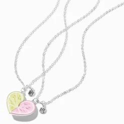 Best Friends Lime & Grapefruit Heart Pendant Necklaces - 2 Pack
