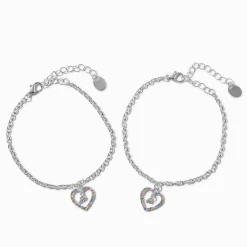 Best Friends Mama & Mini Colored Heart Charm Bracelets - 2 Pack