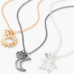 Best Friends Mixed Metal Cosmic Pendant Necklaces - 3 Pack