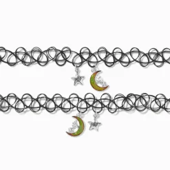 Best Friends Mood Moon Tattoo Choker Necklaces - 2 Pack