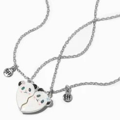 Best Friends Panda Split Heart Pendant Necklaces - 2 Pack