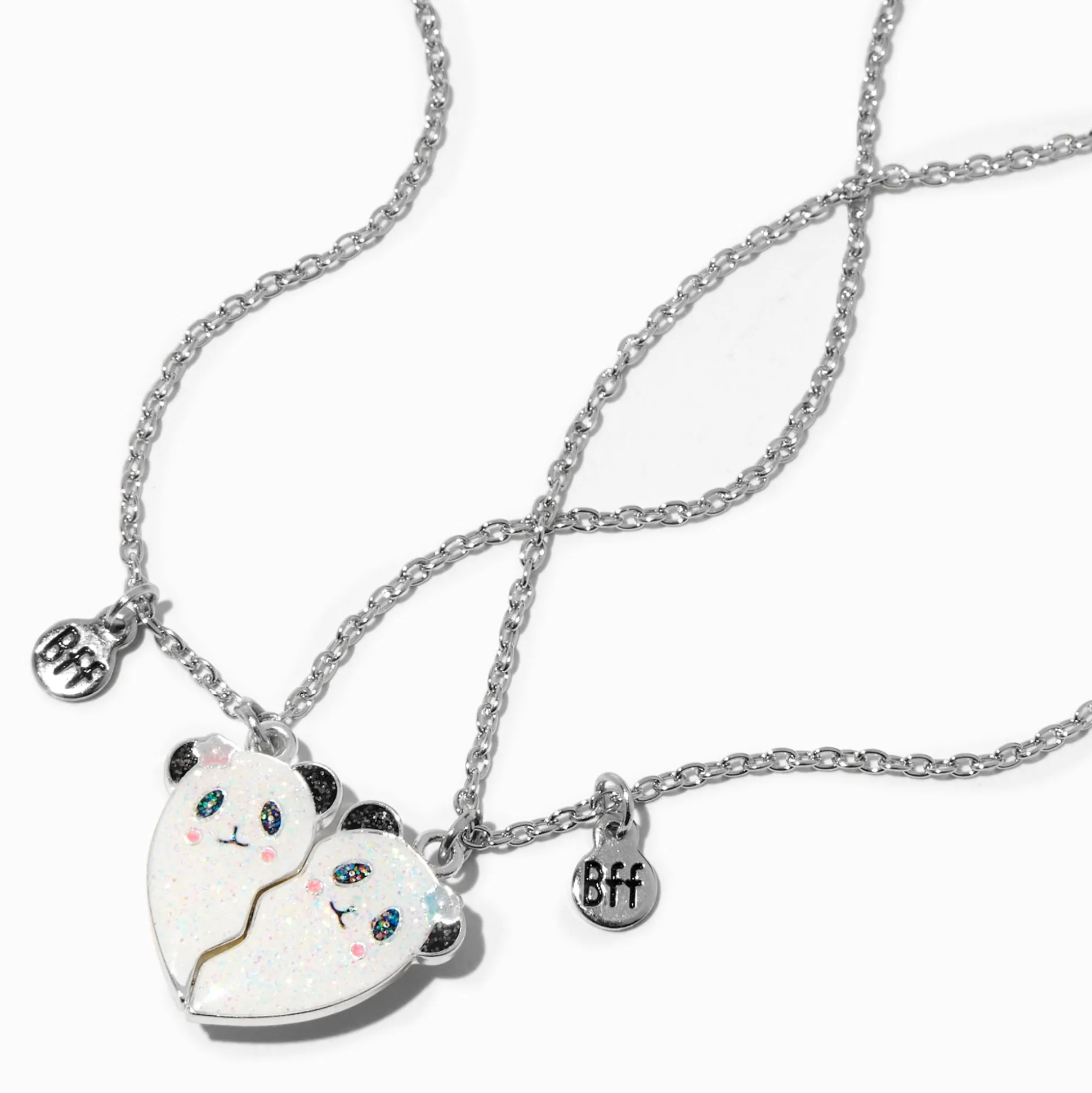 Best Friends Panda Split Heart Pendant Necklaces - 2 Pack
