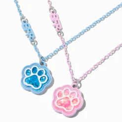 Best Friends Paw Shaker Pendant Necklaces - 2 Pack