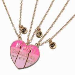 Best Friends Pink Ombré Heart Pendant Necklaces - 3 Pack