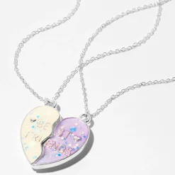 Best Friends Purple Glitter Color-Changing Split Heart Necklaces - 2 Pack
