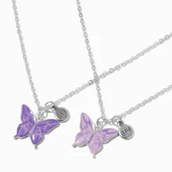 Best Friends Reverse Butterfly Pendant Necklaces - 2 Pack