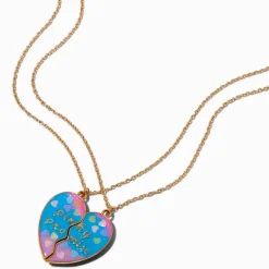 Best Friends Split Heart Pinky Promise Pendant Necklaces - 2 Pack