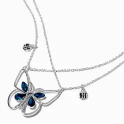 Best Friends Split Turquoise Butterfly Pendant Necklace Set - 2 Pack