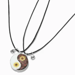 Best Friends Sunflower Yin Yang Pendant Necklaces - 2 Pack