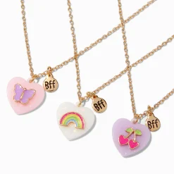 Best Friends UV Color-Changing Heart Pendant Necklaces - 3 Pack