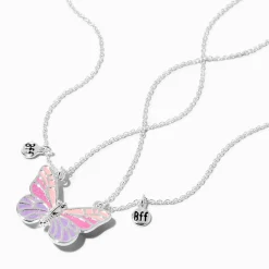 Best Friends UV Color-Changing Split Butterfly Pendant Necklaces - 2 Pack