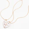 Best Friends White Split Heart Pendant Necklaces - 2 Pack