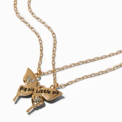 Big Sis & Little Sis Split Butterfly Pendant Necklaces - 2 Pack