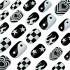Black & White Y2K Medium Oval Vegan Faux Nail Set - 24 Pack