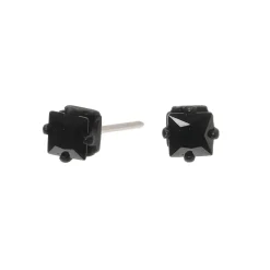 Black Cubic Zirconia 4mm Square Stud Earrings