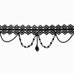 Black Diamond Lace Choker Necklace