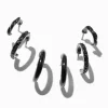 Black Graduated Embellished Huggie Hoop Earring Stackables Set - 3 Pack