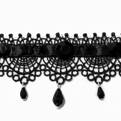 Black Lace Dangle Choker Necklace