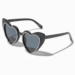 Black Rhinestone Heart Shaped Sunglasses