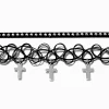 Black Ribbon & Tattoo Cross Dangle Choker Necklaces - 2 Pack