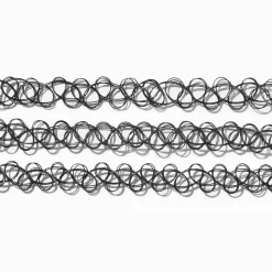 Black Tattoo Choker Necklaces - 3 Pack