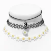 Black Yin Yang & Daisy Choker Necklaces - 3 Pack