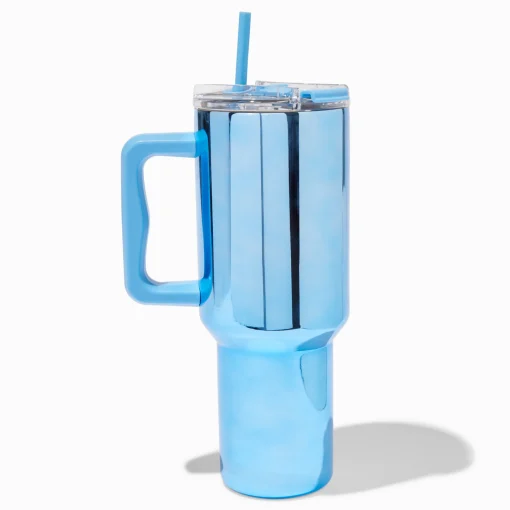 Blue Chrome Stainless Steel Handled Tumbler