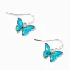 Blue Glitter Butterfly 0.5" Drop Earrings