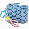 Blue Puffy Nylon Wristlet Coin Purse