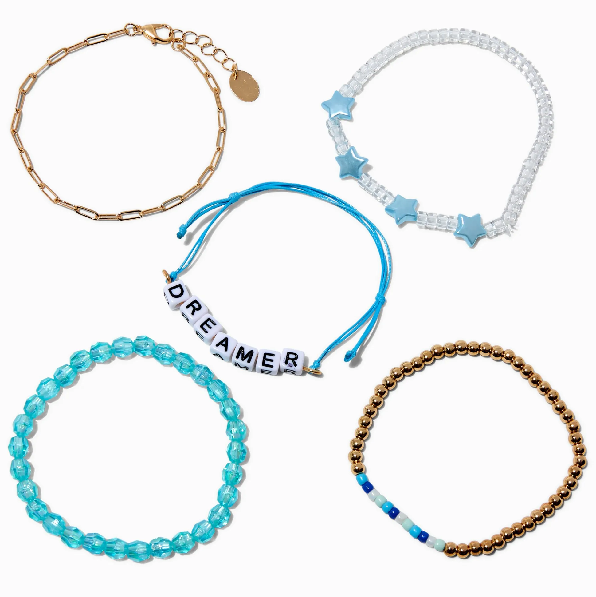 Blue ''Dreamer'' Beaded Bracelet Set - 5 Pack