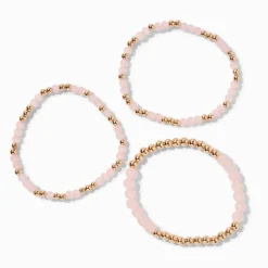 Blush Pink Beaded Stretch Bracelets - 3 Pack