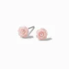 Blush Pink Carved Rose Stud Earrings