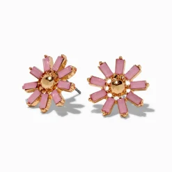 Blush Pink Flower Gold-tone Stud Earrings