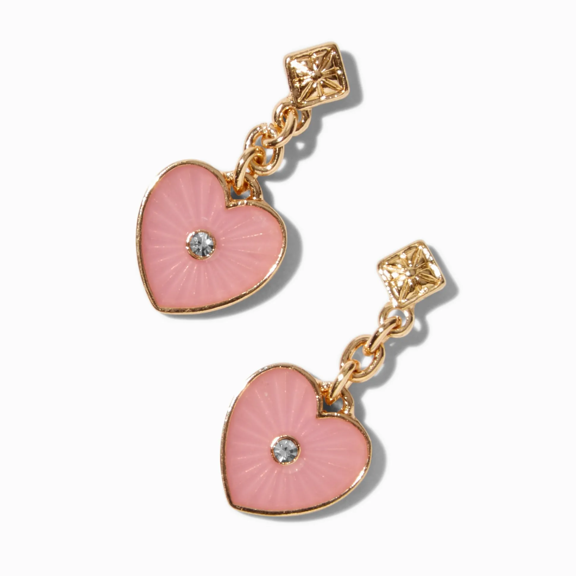 Blush Pink Heart Micro Drop Earrings
