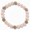 Blush Pink Pearl & Rose Gold-tone Fireball Stretch Bracelet