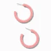 Bright Coral Beaded Hoop Earrings