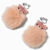 Brown Bear Pom Pom 1.5" Clip-On Drop Earrings