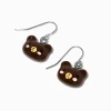 Brown Teddy Bear Head Drop Earrings